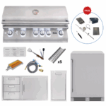 LUX90-P002 L90000 40″ Grill, 39″ DoorDrawer Combo, 13″ Narrow Trash Bin, 24″ Outdoor Beverage Cooler with Premium Island Upgrades & (FREE $350 Gourmet Package!)